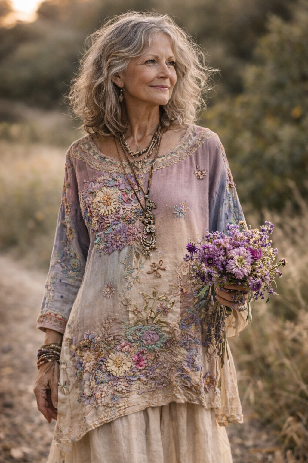 Luna™ | Vintage Patchwork Boho Dress with Floral Embroidery