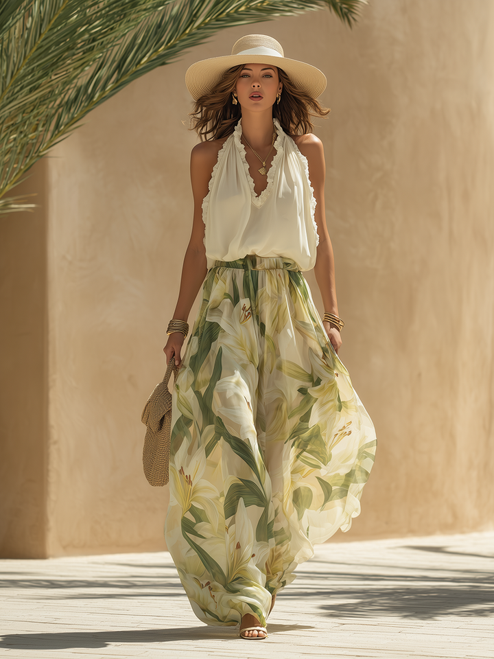 Lysandra | Elegant Lily Print Flowing Set