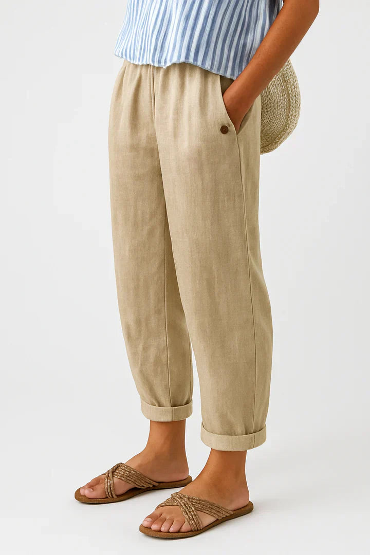 Delphine | Cotton Blend Relaxed Trousers