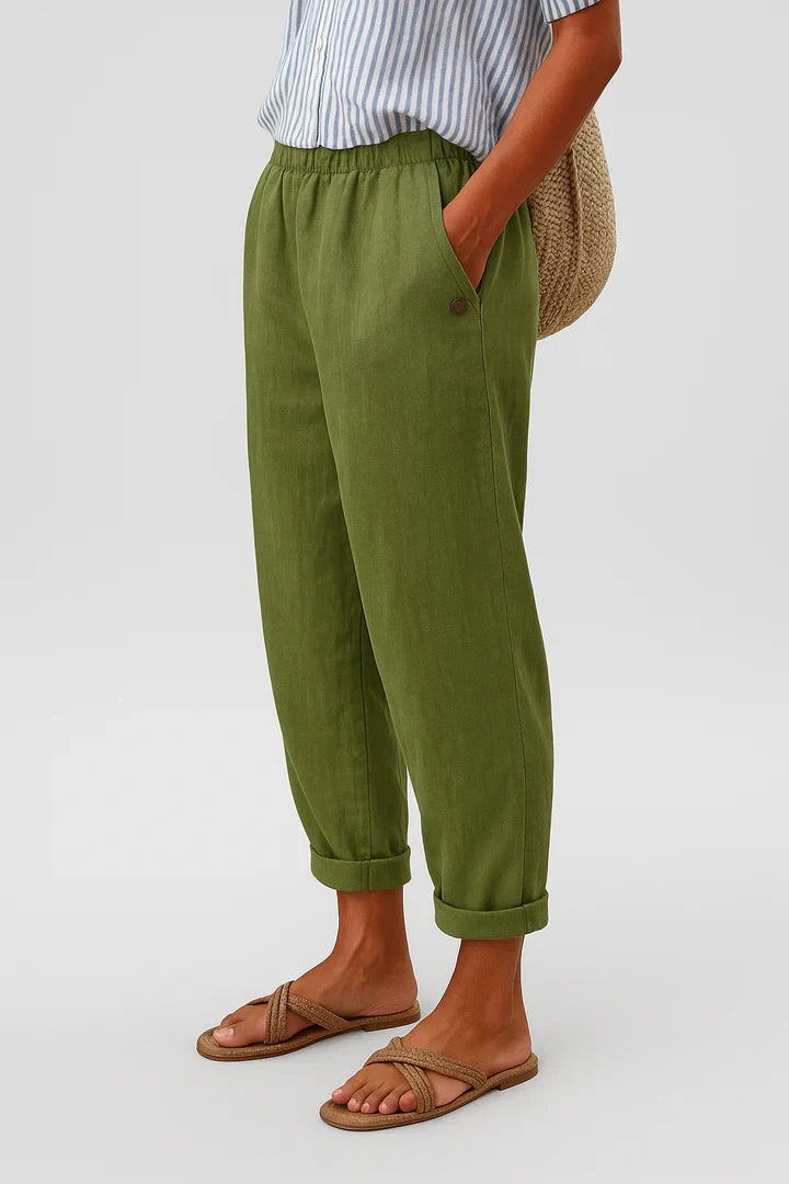 Delphine | Cotton Blend Relaxed Trousers
