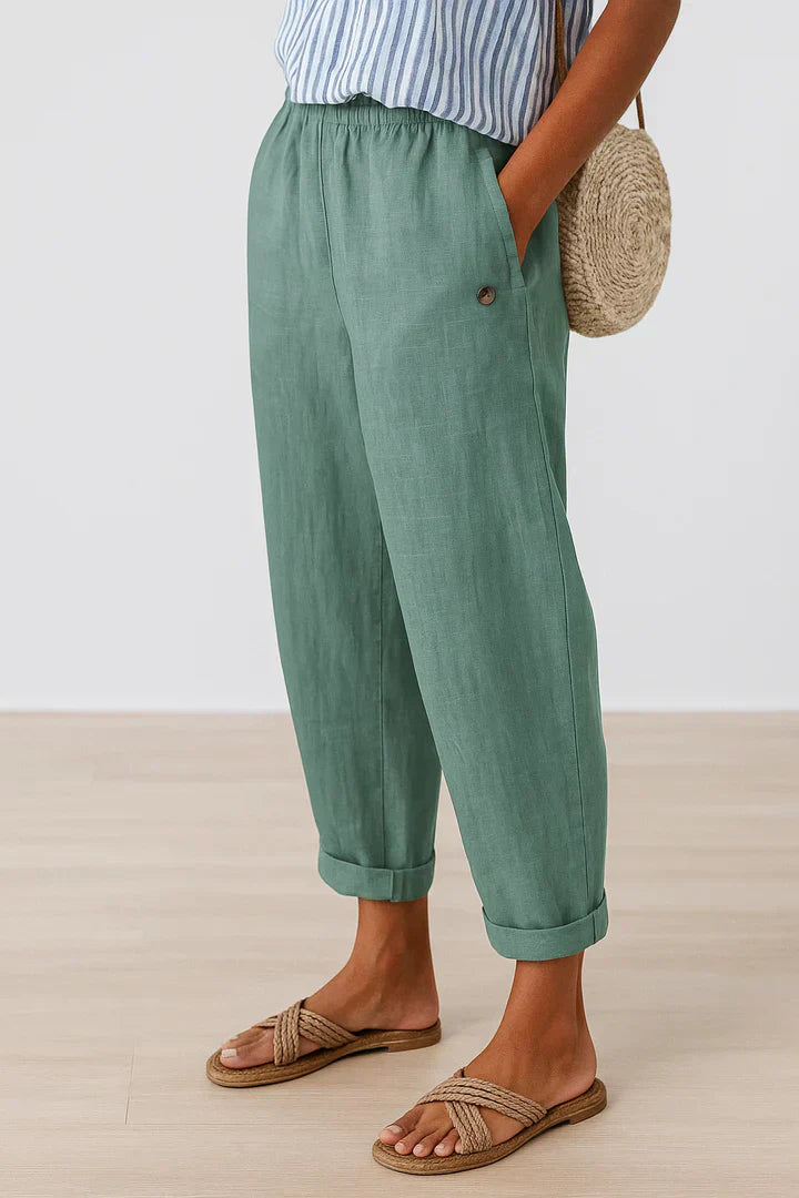 Delphine | Cotton Blend Relaxed Trousers