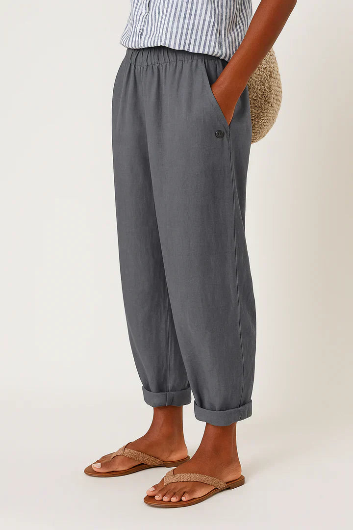 Delphine | Cotton Blend Relaxed Trousers