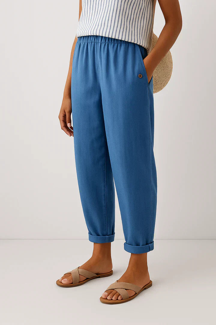 Delphine | Cotton Blend Relaxed Trousers
