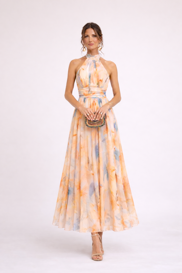 Aveline - Aquarelle Halter Dress