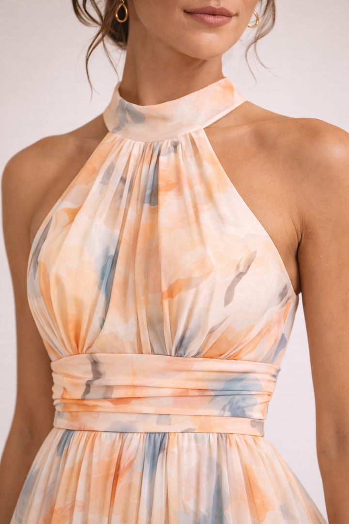 Aveline - Aquarelle Halter Dress