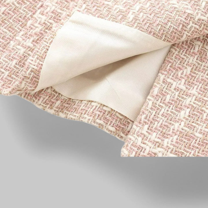 Women's Classic Double-Breasted Pink Tweed Blazer