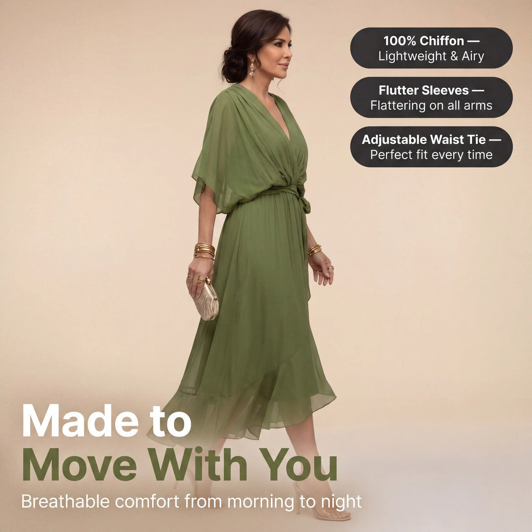 Tilly - Elegant V-Neck Chiffon Dress
